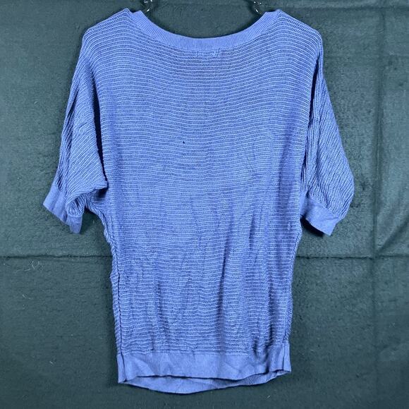 Express Womens Sweater Purple Crew Neck Open Weave Knit Dolman Sleeve Sheer M - Picture 10 of 13